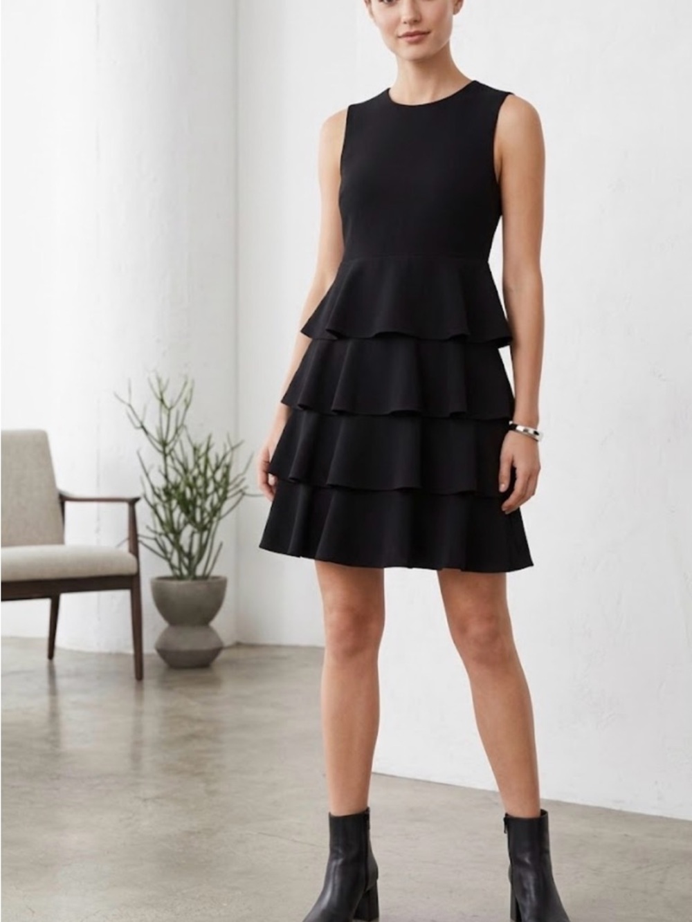 Theory Black Satin Dress with Subtle Sheen